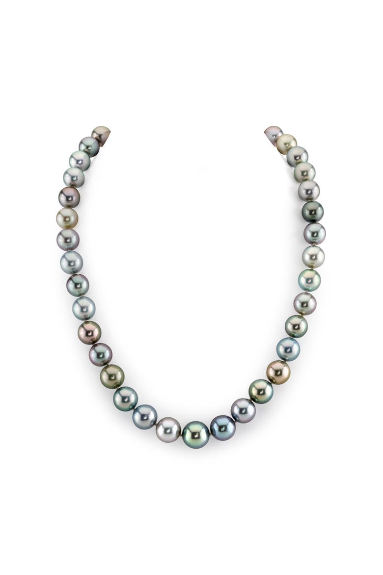 10-11mm Tahitian South Sea Pearl Pastel Multicolor Necklace - Premier AAAA Quality, Main, color, Yellow Gold Clasp