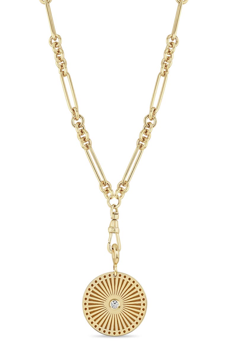 Diamond Sunbeam Medallion Charm, Alternate, color, 14K YELLOW GOLD