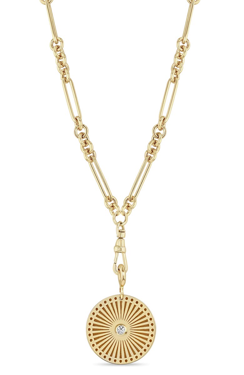 Zoë Chicco Diamond Sunbeam Medallion Charm, Alternate, color, 14K Yellow Gold
