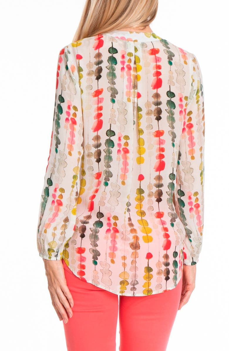 APNY Print Tassel Surplice Chiffon Top, Alternate, color, Beige Multi