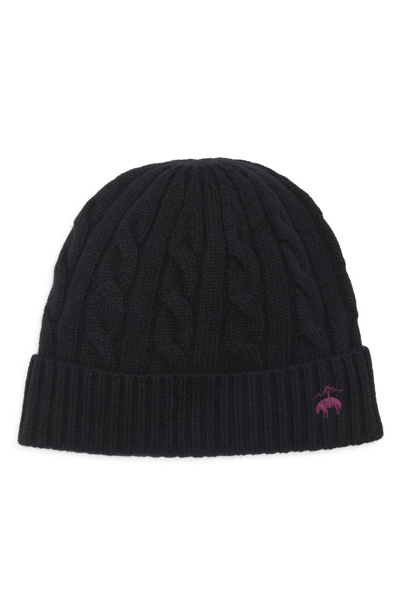 Brooks Brothers Cable Knit Beanie, Main, color, Black