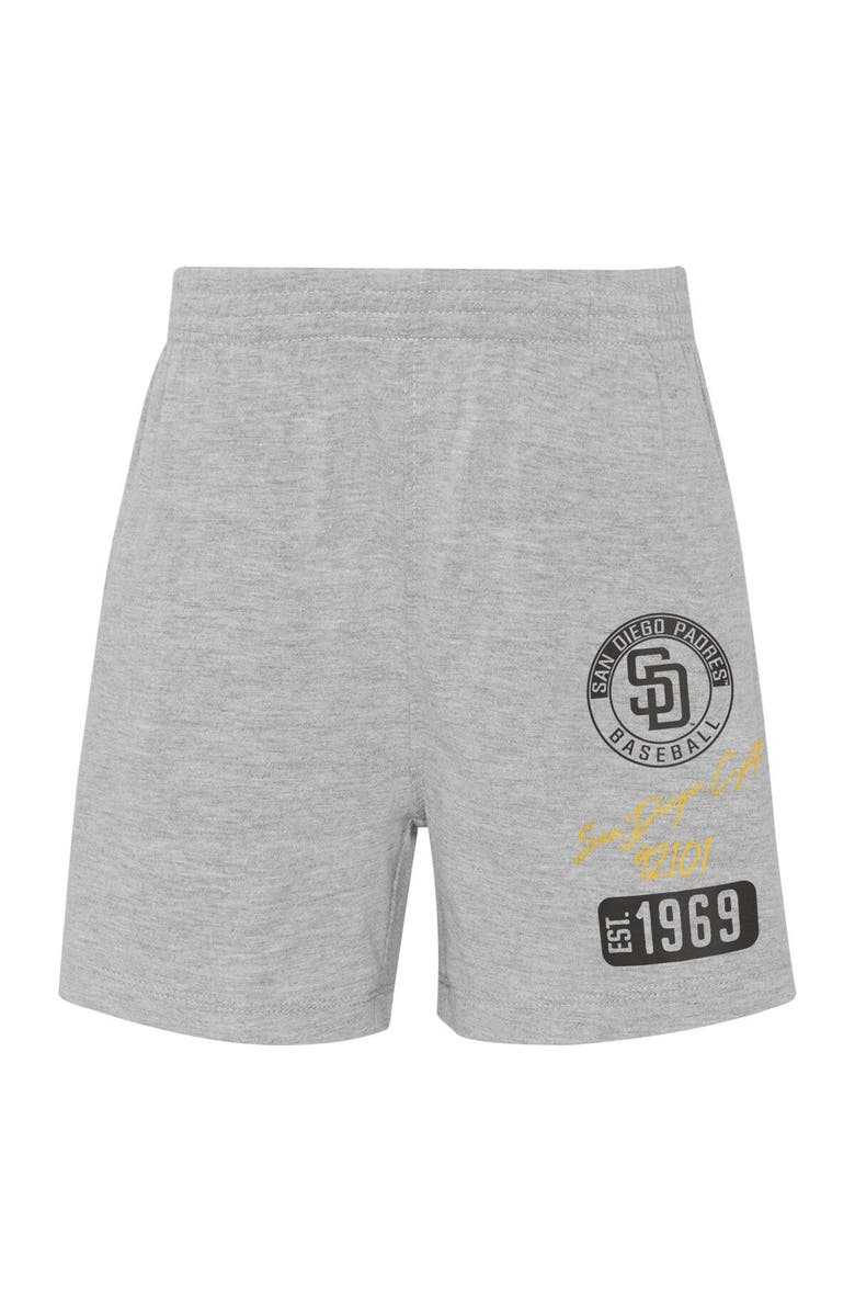 Outerstuff Infant Gold/Heather Gray San Diego Padres Ground Out Baller Raglan T-Shirt and Shorts Set, Alternate, color, 