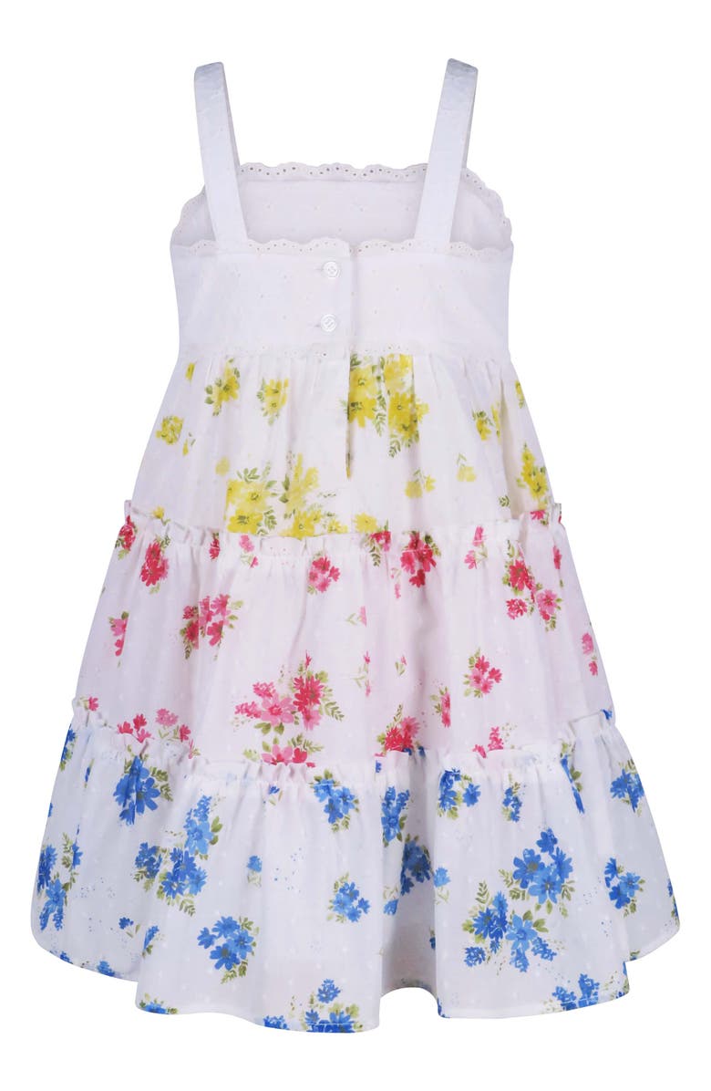 Zunie Kids' Tiered Cotton Sundress, Alternate, color, White Multi