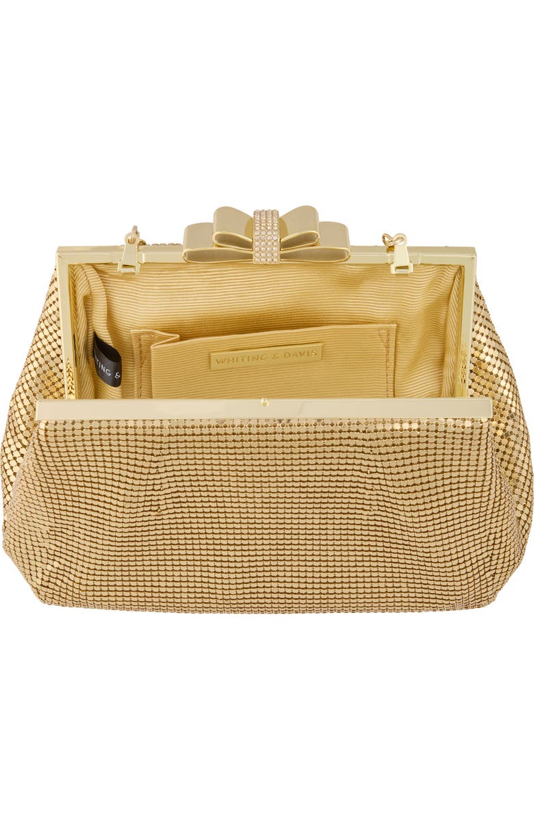 Whiting & Davis Blake Bow Clutch, Alternate, color, Metallic Gold
