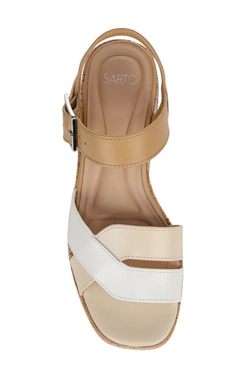 Sarto By Franco Sarto Tilly Ankle Strap Platform Wedge Sandal In White Multi