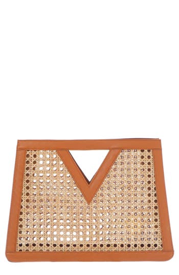 Adornia Rattan Cane Clutch In Brown