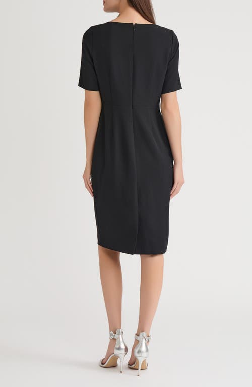 Kasper Asymmetric Neck Sheath Dress In Black