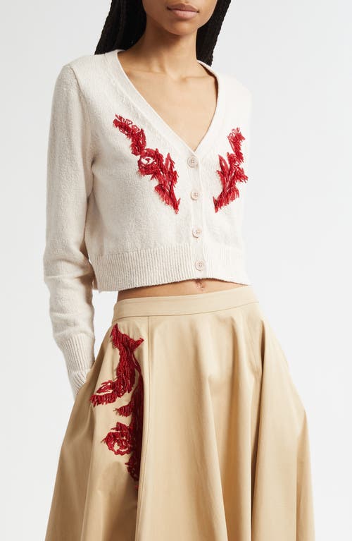 Cinq À Sept Nikko Beaded Crop Cardigan In White