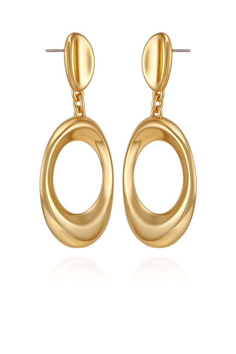 Oval Drop Earrings, Alternate, color, 14K Gold Plated