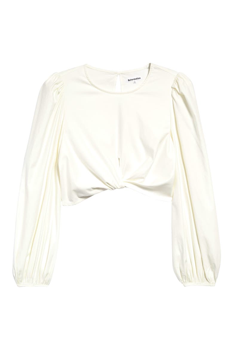 Derek Long Sleeve Crop Top, Alternate, color, WHITE