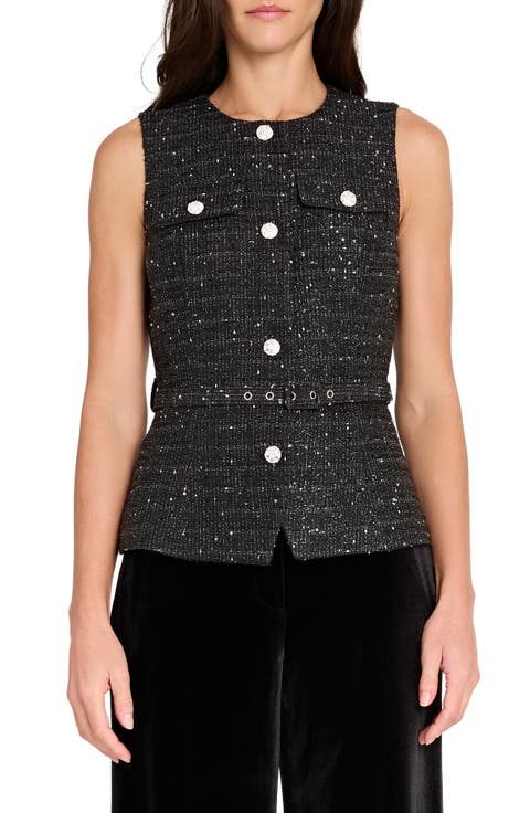 Rhinestone Bouclé Vest