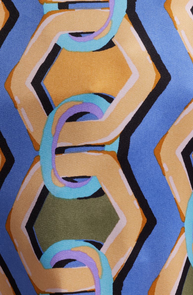 Tahari ASL Geo Print Wide Leg Satin Pants, Alternate, color, Blue Chains