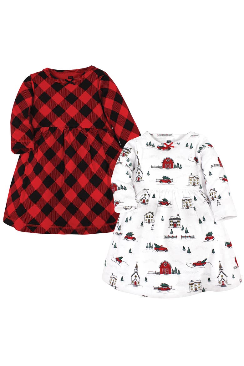 Two Pack of Long-Sleeve Dress, Main, color, Christmas Scene