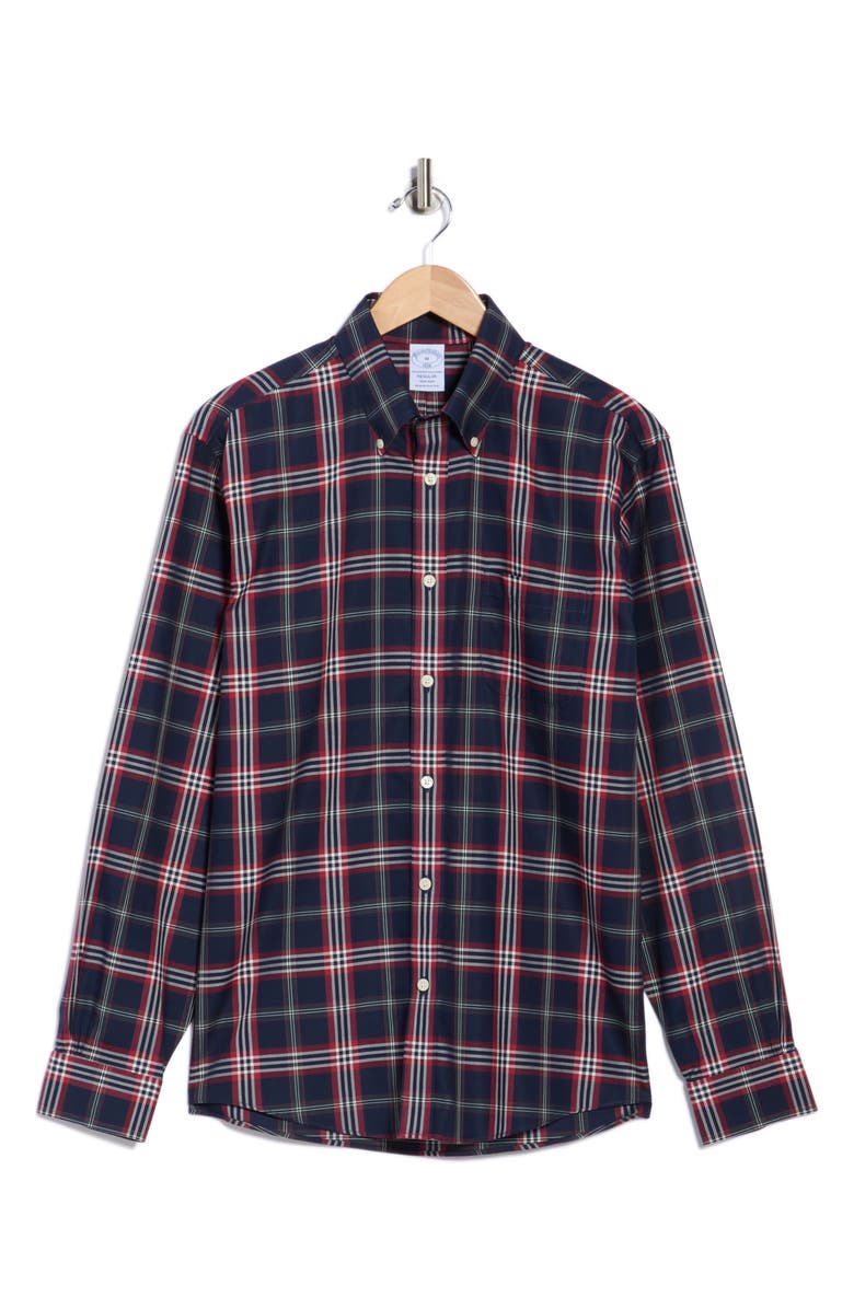 Brooks Brothers Regular Fit Non-Iron Tartan Cotton Button-Down Shirt, Alternate, color,