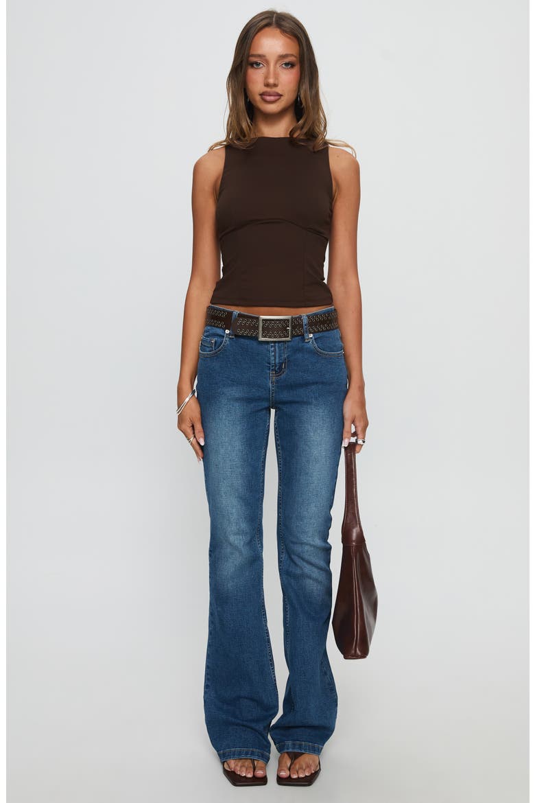 Georgetta Fitted Crop Tank, Alternate, color, BROWN