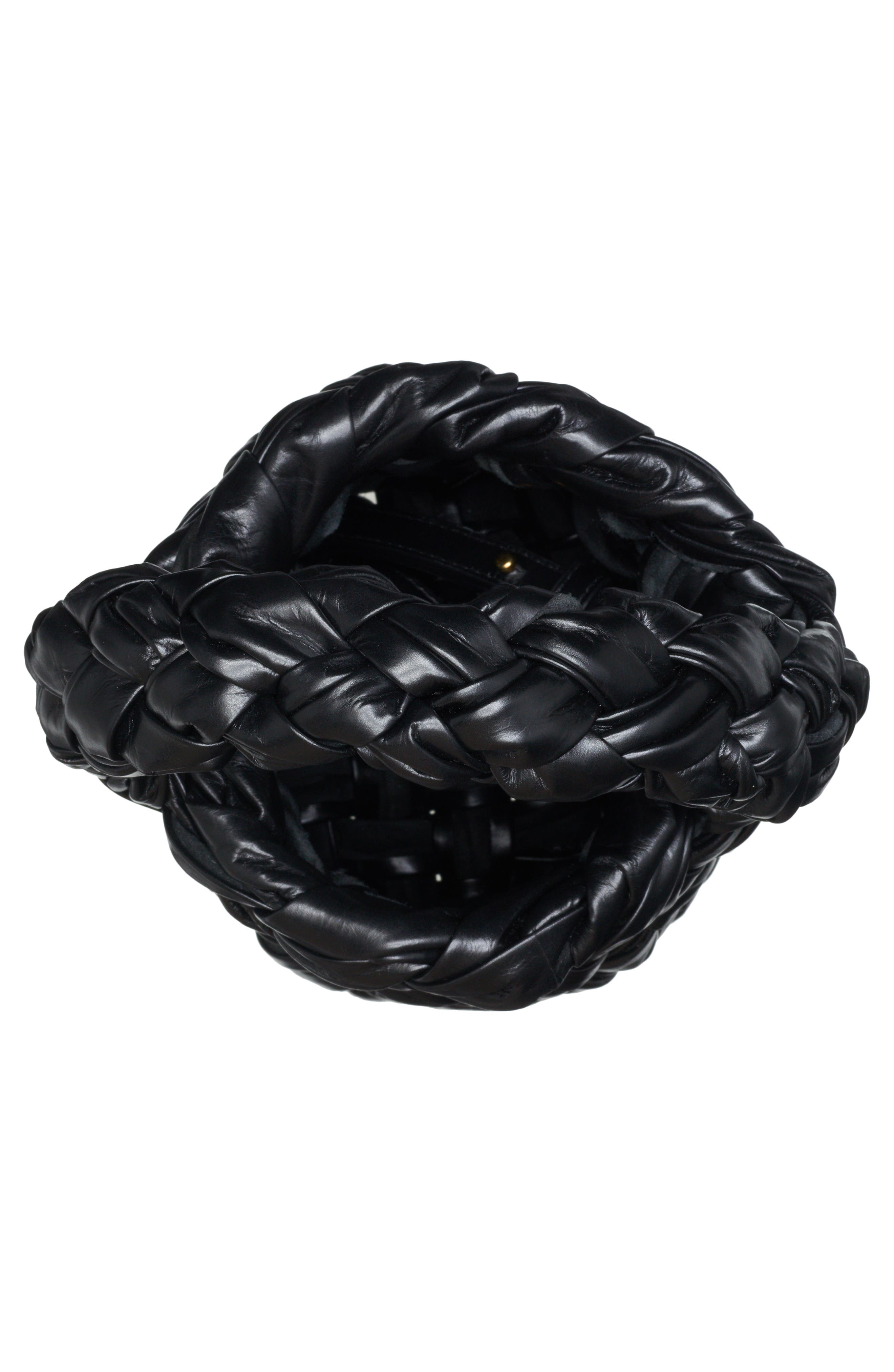 Bottega Veneta Mini Kalimero Intrecciato Leather Bucket Bag, Alternate, color, Black-M Brass