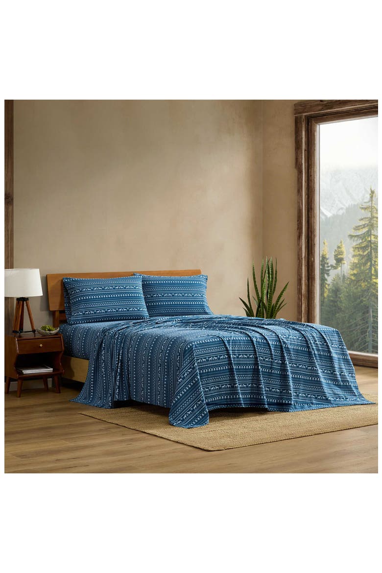 Dog Sweater Cotton Flannel Sheet Set, Alternate, color, KODIAK BLUE