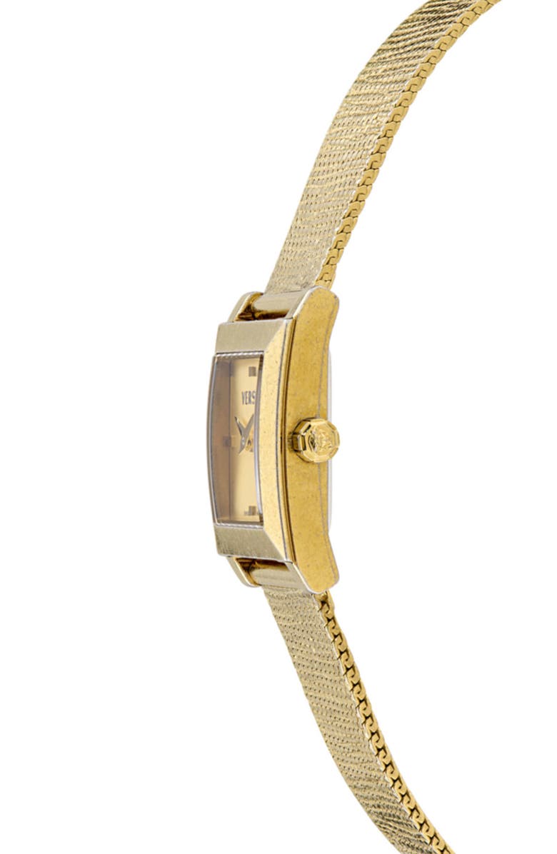 Versace Reveal Square Goldtone Mesh Strap Watch, 22mm, Alternate, color, Ip Yellow Gold