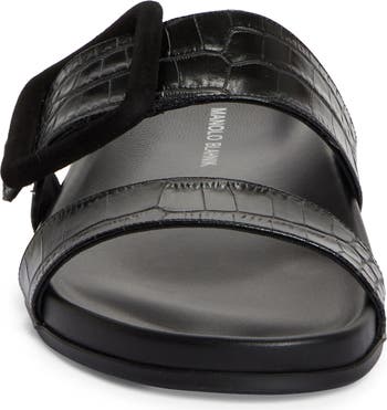Manolo Blahnik Mayfu Croc Embossed Slide Sandal (Women