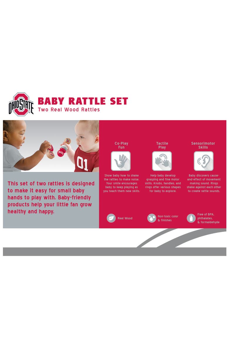 Ohio State Buckeyes Baby Rattles 2-Pack, Alternate, color, Multicolor