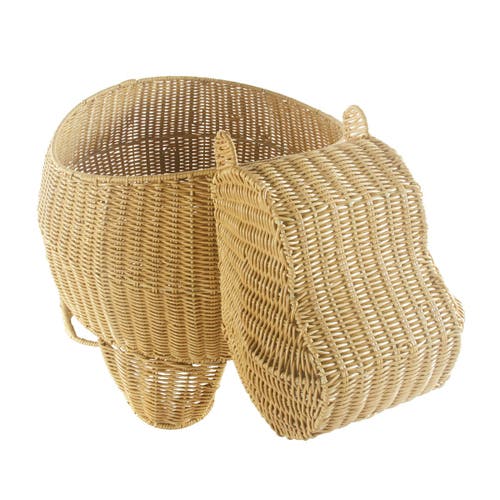 Kaplan Early Learning Company Hippo Washable Wicker Floor Basket In Brown