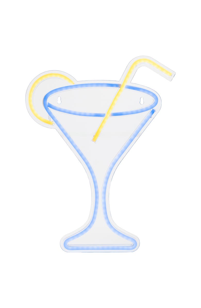 Northlight LED Martini Cocktail Neon Lighted Wall Art - 17" - Blue and Yellow, Main, color, Blue