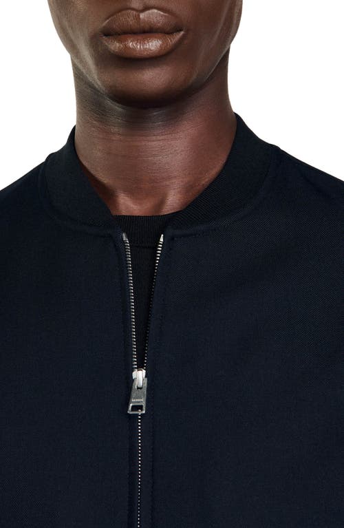 Sandro Zip-up Jacket In Navy Blue