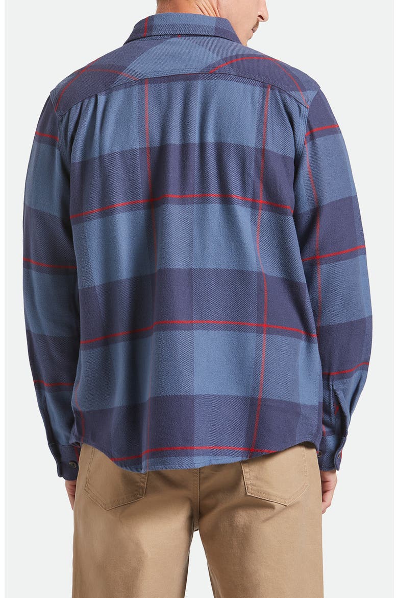 Bowery Plaid Flannel Button-Up Shirt, Alternate, color, BERING SEA/INDIGO/ADRENAL