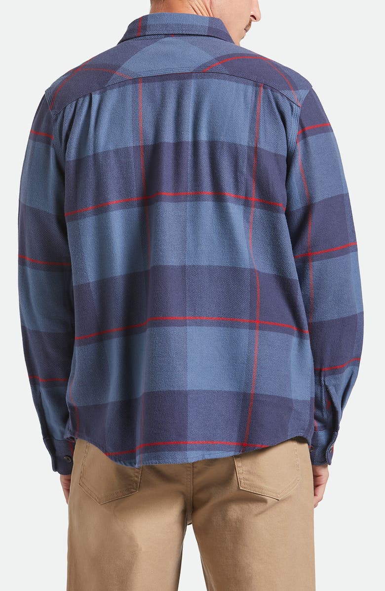 Brixton Bowery Plaid Flannel Button-Up Shirt, Alternate, color, Bering Sea/Indigo/Adrenal