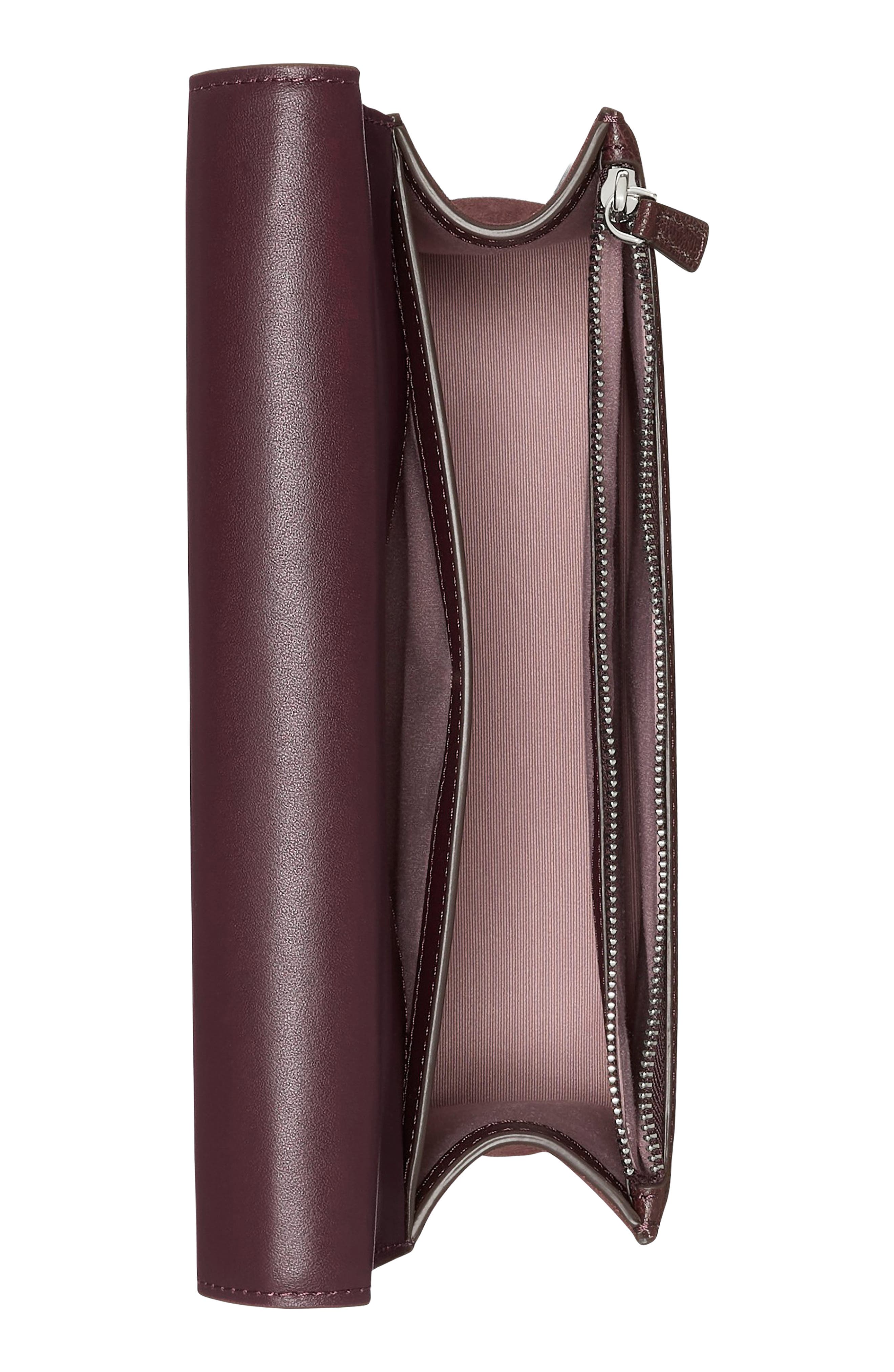 Deco Croc Embossed Leather Shoulder Bag, Alternate, color, BLACKBERRY JAM