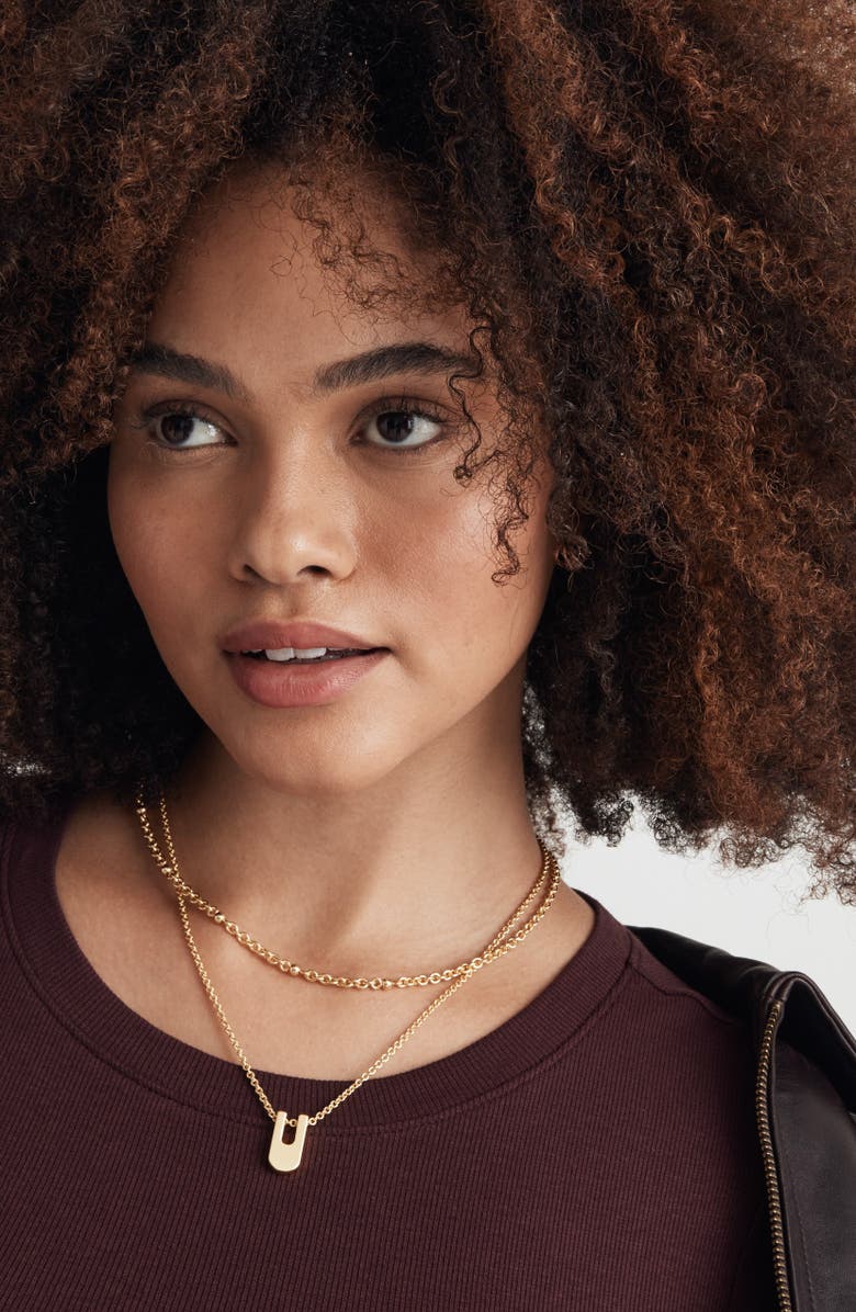 Madewell Cutout Geometric Pendant Necklace, Alternate, color, Vintage Gold