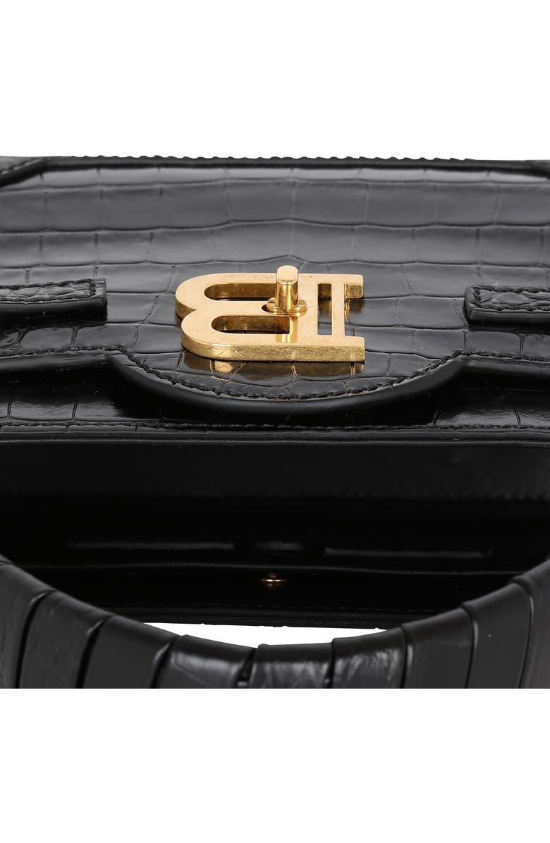 Balmain B-Buzz 23 Croc Embossed Leather Top Handle Bag, Alternate, color,