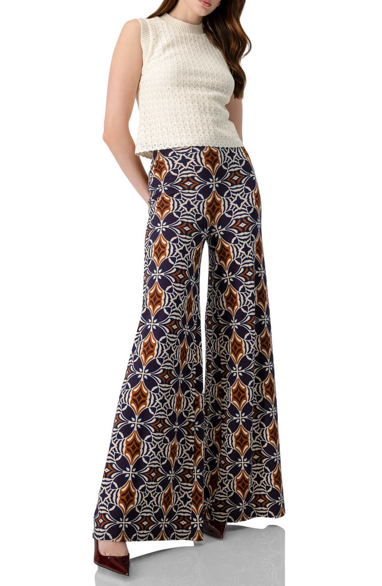 IVONNE Wide-Leg Patterned Palazzo Trousers, Alternate, color, Multi-Brown