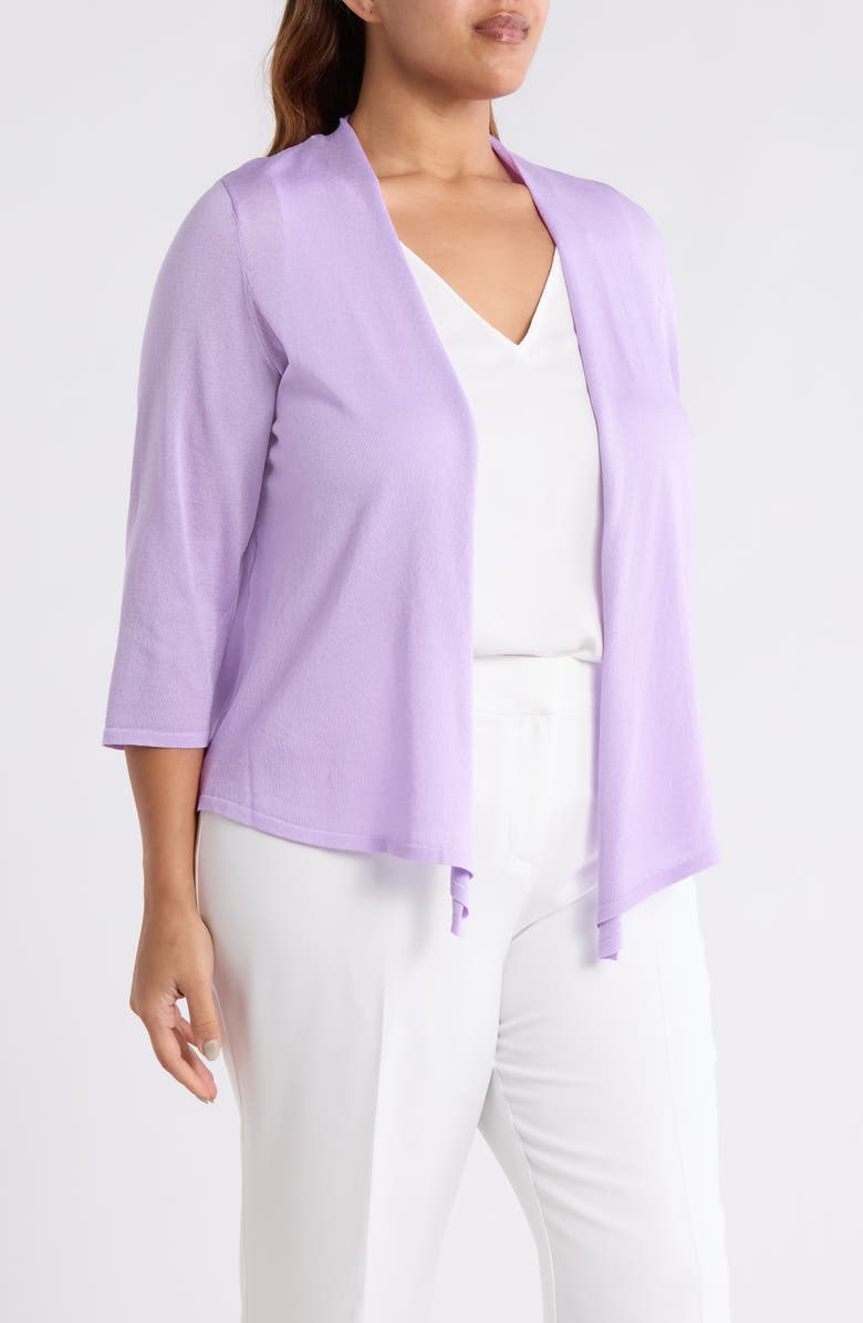 KASPER Self Edge Open Front Cardigan, Alternate, color, Lavender Mist