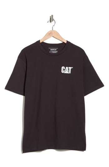 Cat Wwr Logo Cotton Boxy Graphic T-shirt In Black