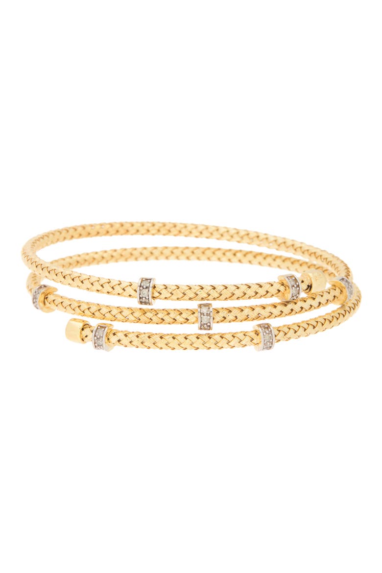 Diamond Three-Row Braided Bracelet - 0.12ct., Main, color, YELLOW