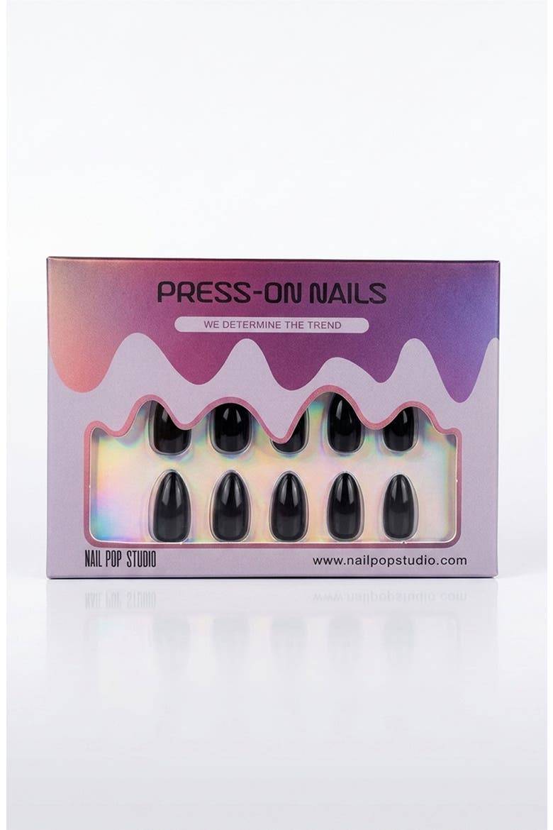 Black Almond Press-On Nails, Main, color, Black