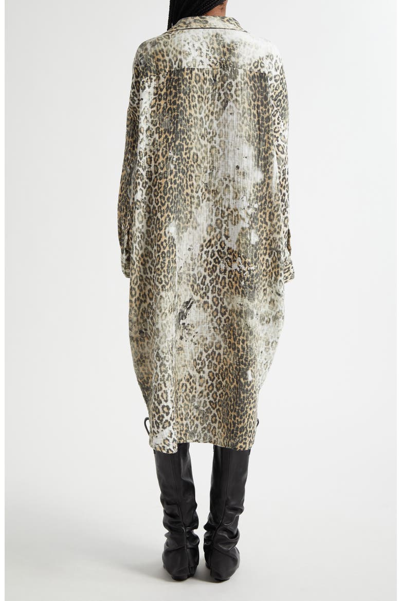 Jumbo Leopard Print Long Sleeve Shirtdress, Alternate, color, BLEACHED LEOPARD