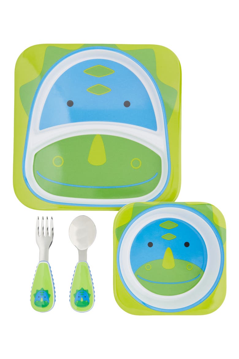 Zoo Dino Mealtime Plate, Bow & Utensil Set, Main, color, MULTICOLOR