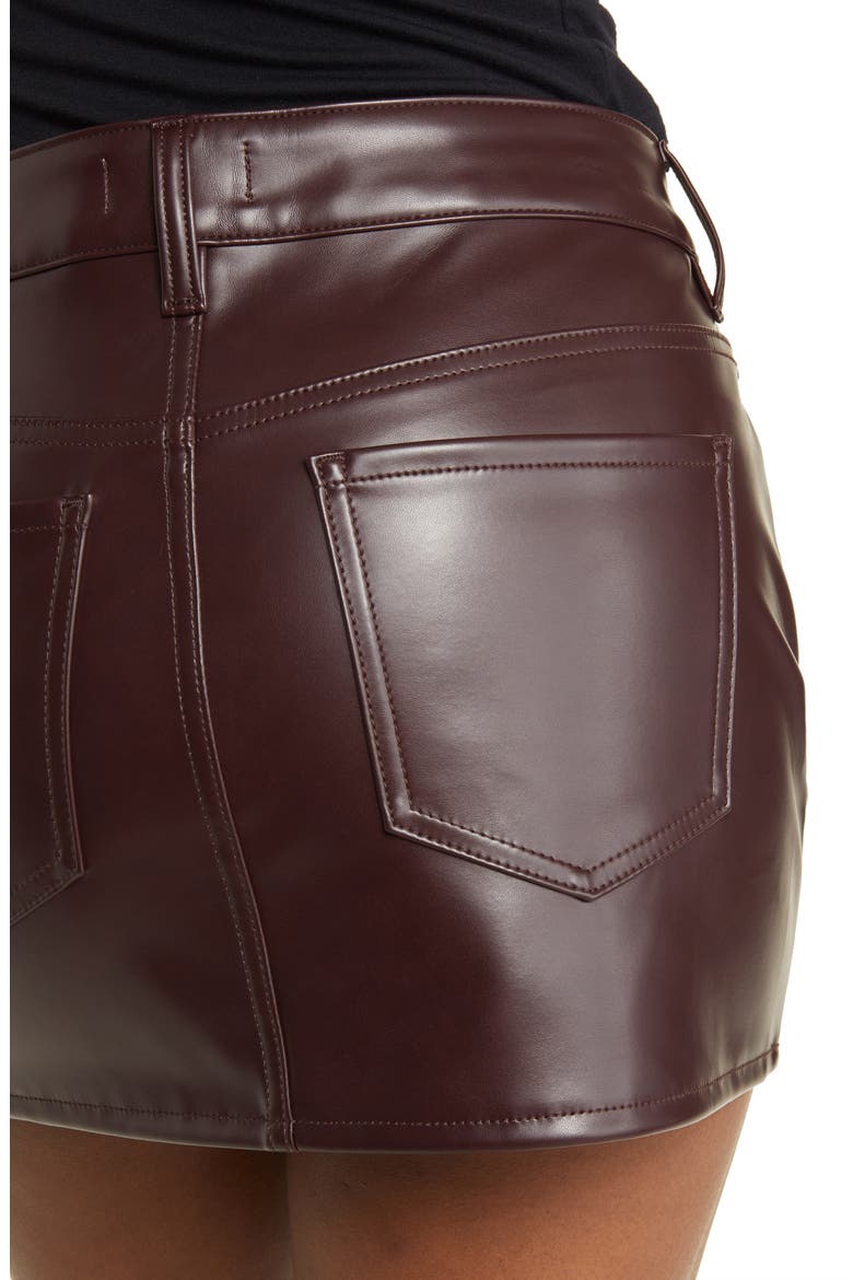 5-Pocket Faux Leather Miniskirt, Alternate, color, BRANDI BROWN