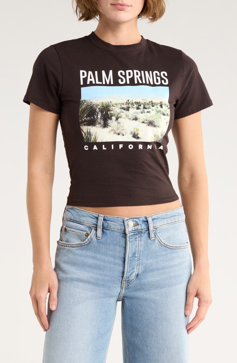 Philcos Palm Springs California Graphic T-Shirt, Main, color, Brown