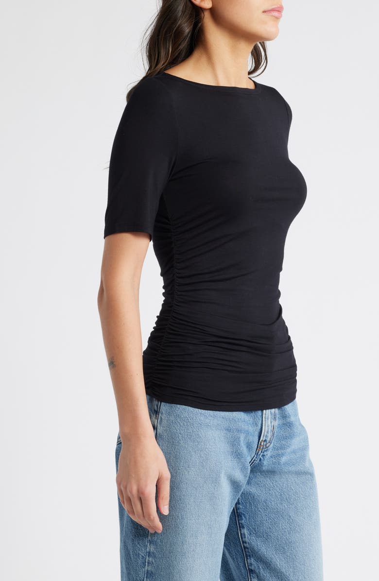 rag & bone Luca Shirred T-Shirt, Alternate, color, Black