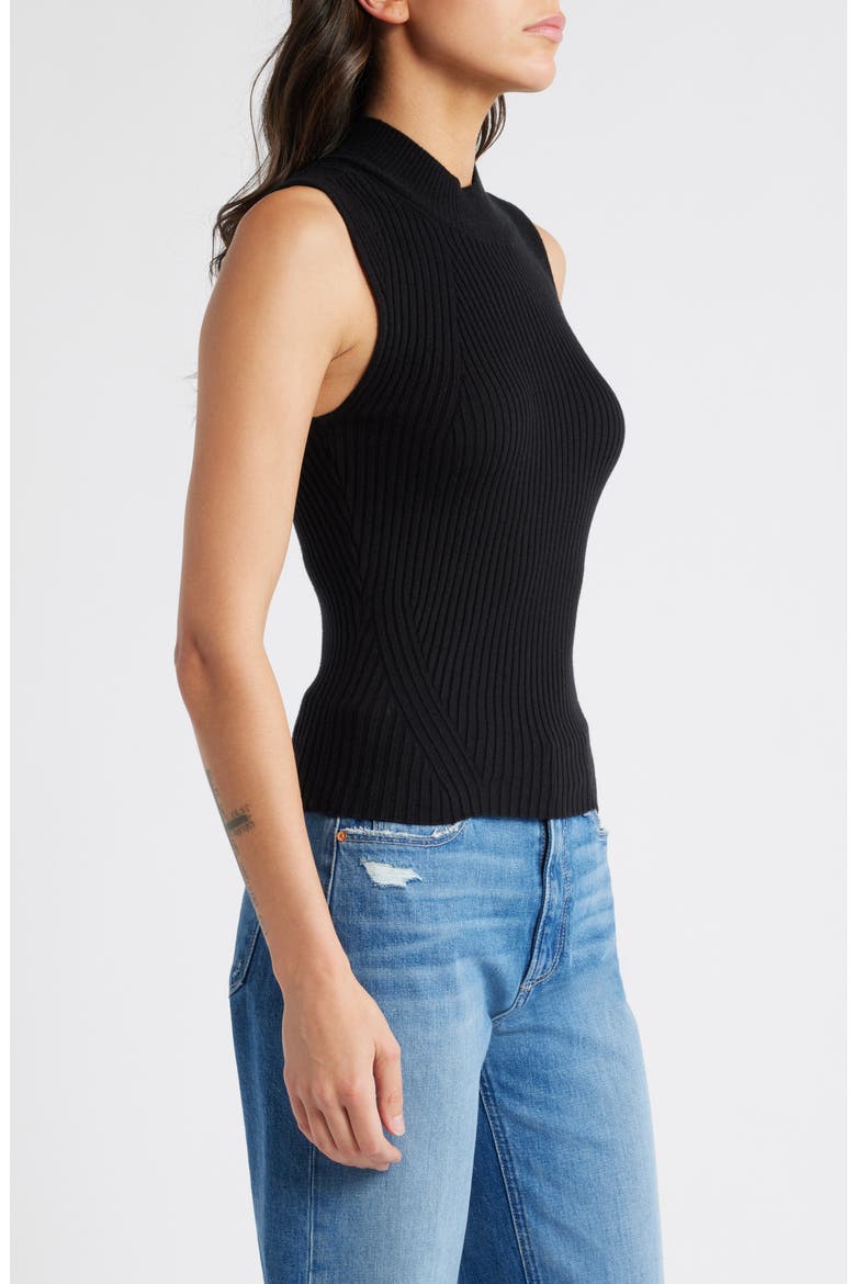 Fidelia Mock Neck Sweater Tank, Alternate, color, BLACK