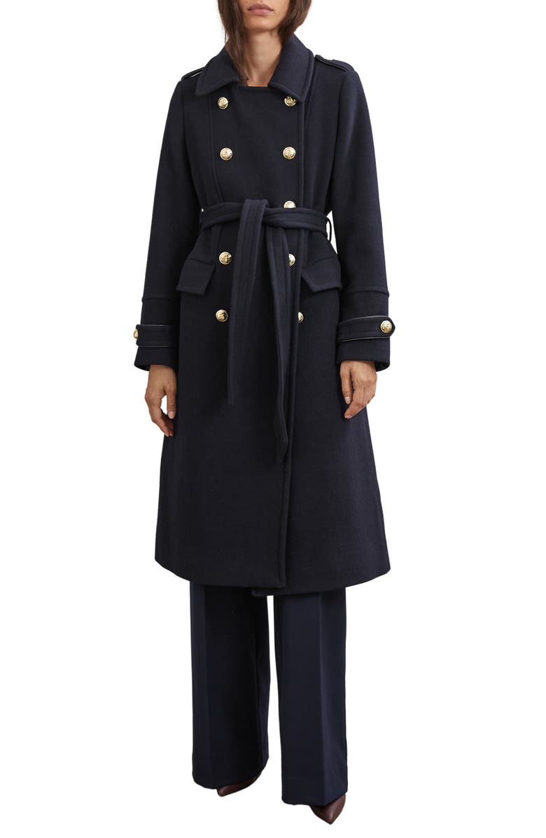 Reiss Farley Wool Blend Double Breasted Coat, Main, color, Farleynavy
