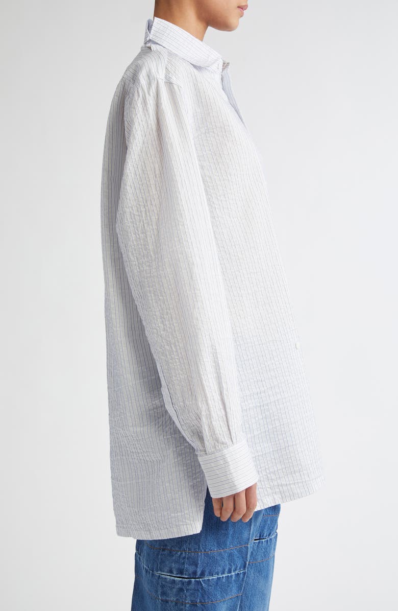 SETCHU Hook & Eye Stripe Cotton & Linen Button-Up Shirt, Alternate, color, Light Blue Skystripe