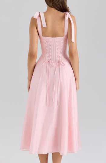 Leia Tie Strap Corset Midi Dress