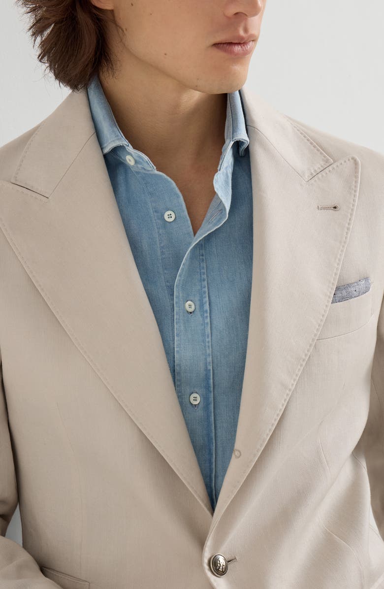 Brunello Cucinelli Blazer with peak lapel, Alternate, color, Buff