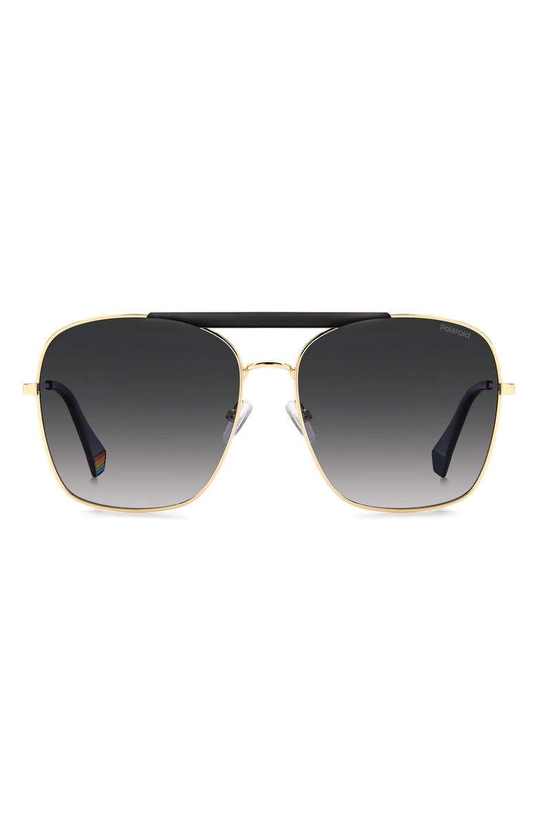 Polaroid 59mm Flat Front Polarized Square Sunglasses, Main, color, 
