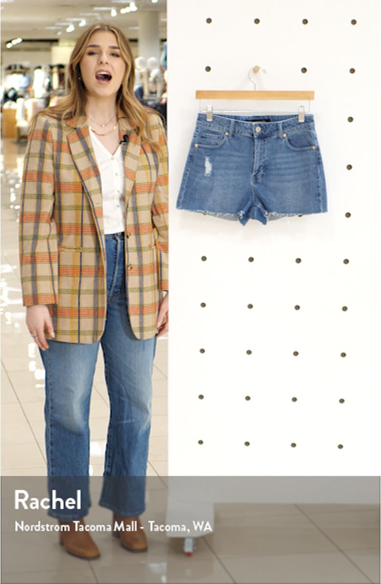 Distressed Fray Hem High Waist Denim Shorts, sales video thumbnail