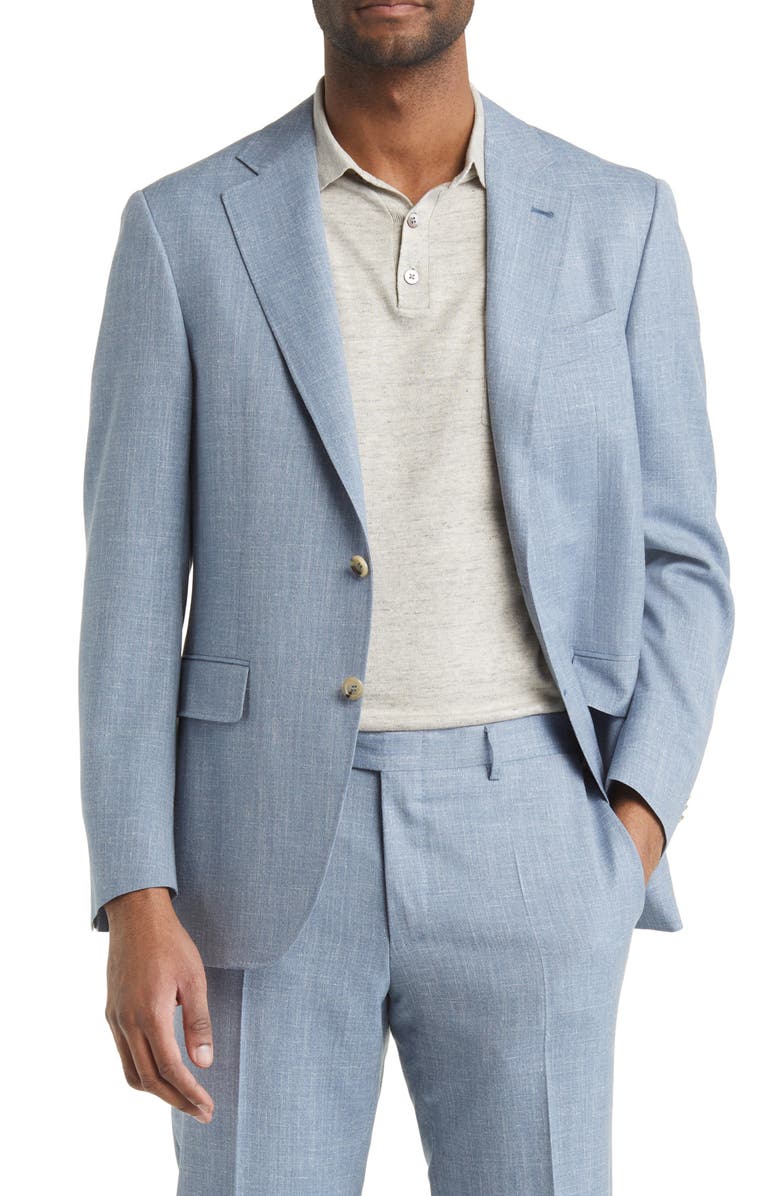 Canali Kei Trim Fit Wool Blend Suit, Alternate, color, Light Blue